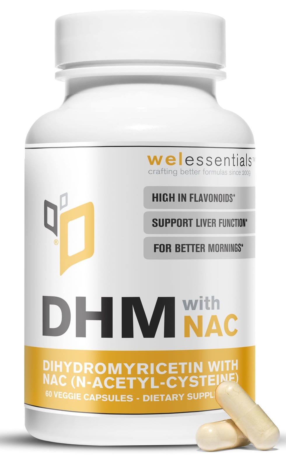 WELESSENTIALS Dihydromyricetin DHM with NAC – 650mg x 60 Capsules – 300mg N-A…