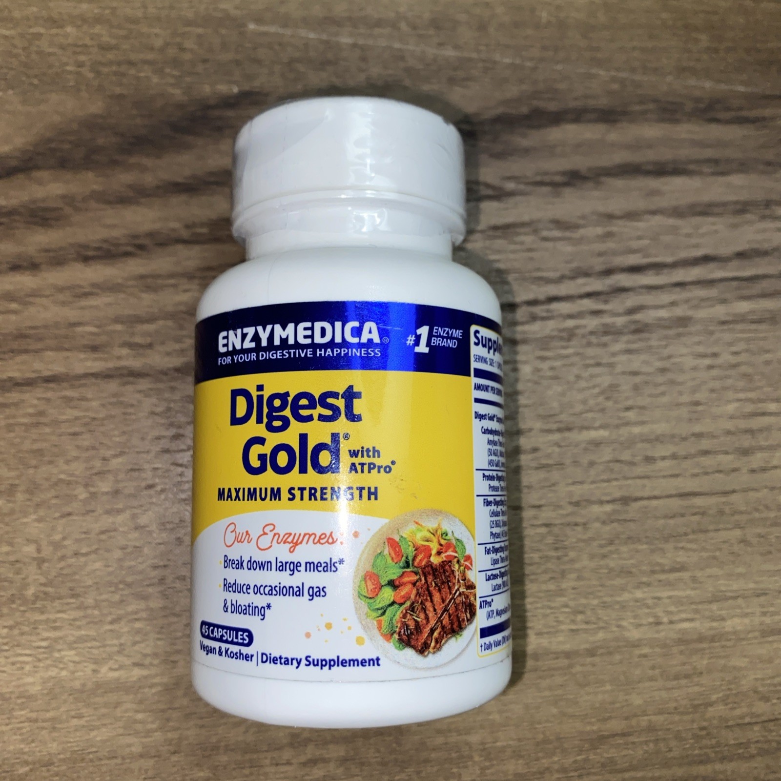 Enzymedica Digest Gold with ATPro 45 Capsules Casein-Free, Dairy-Free, Egg-Free,