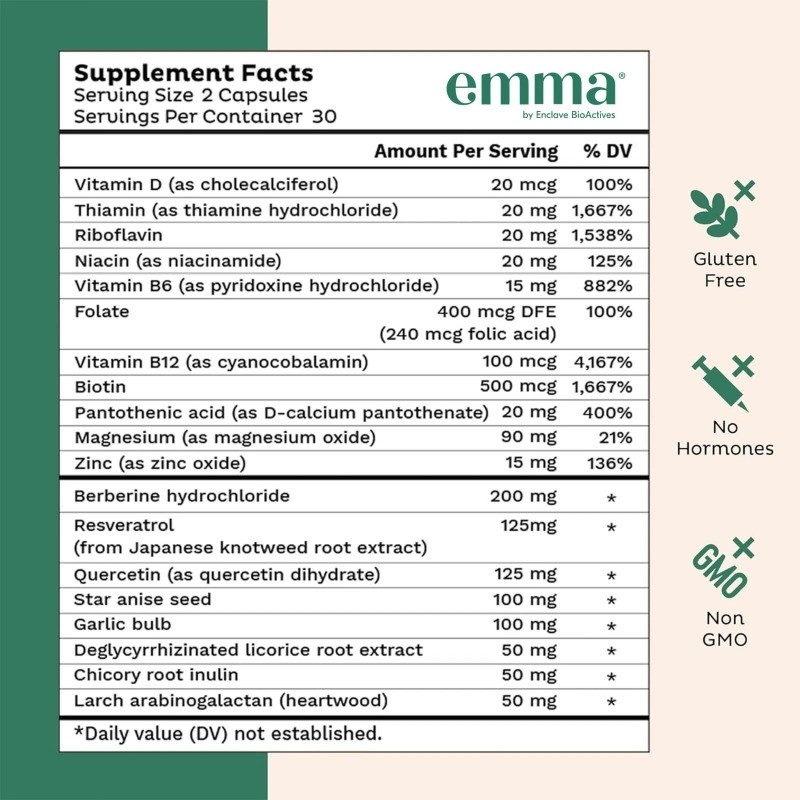 1-3 Pack Emma Gut Health Supplement for Bloating Relief & Leaky Gut 180 Capsules