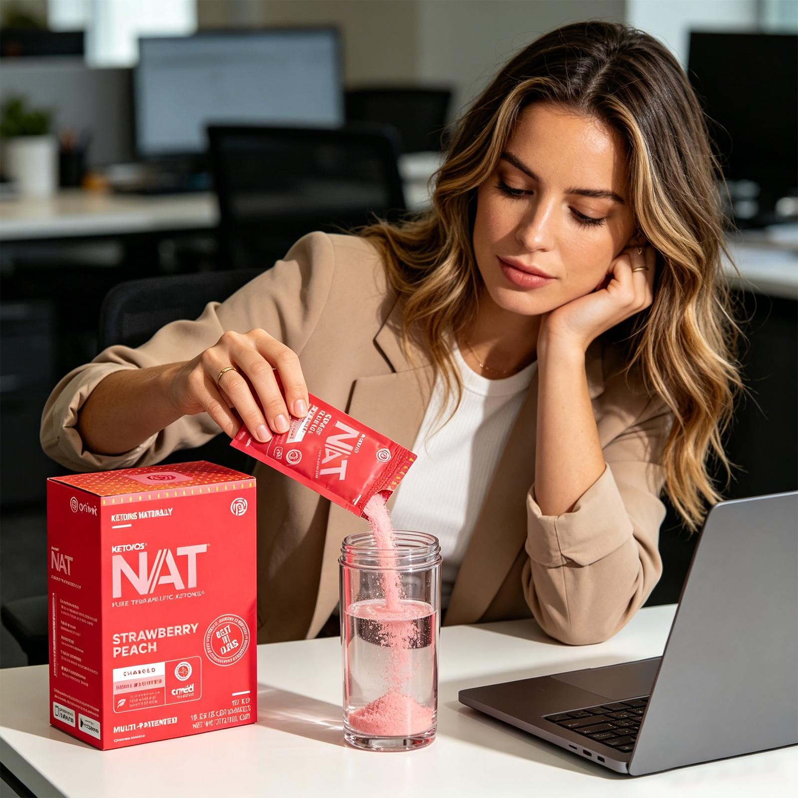 PRUVIT Ketone Drink Keto Nat STRAWBERRY PEACH Charged 20 Pack