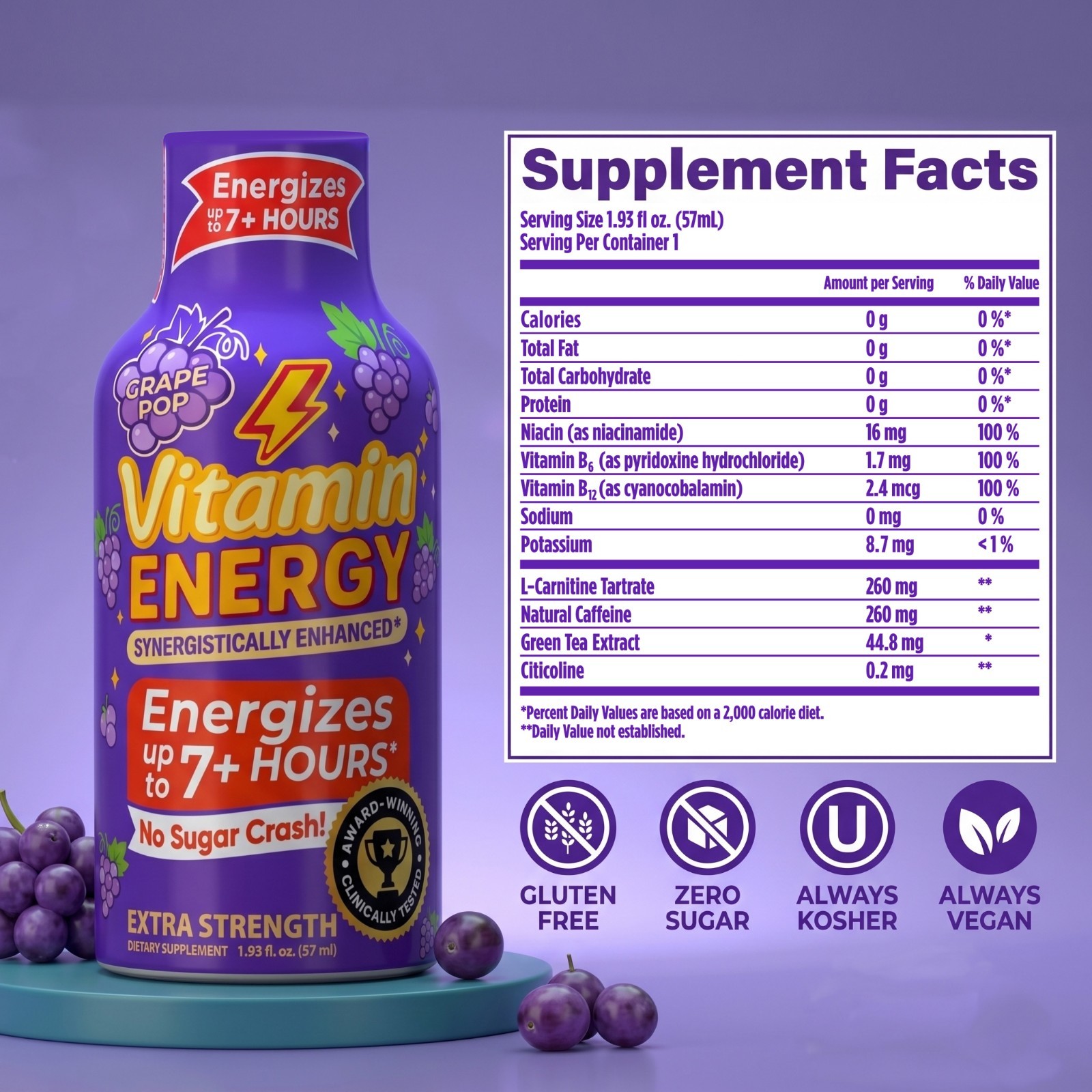(48 Pack) Vitamin Energy® Mood+ Energy Shots, Clinically Proven