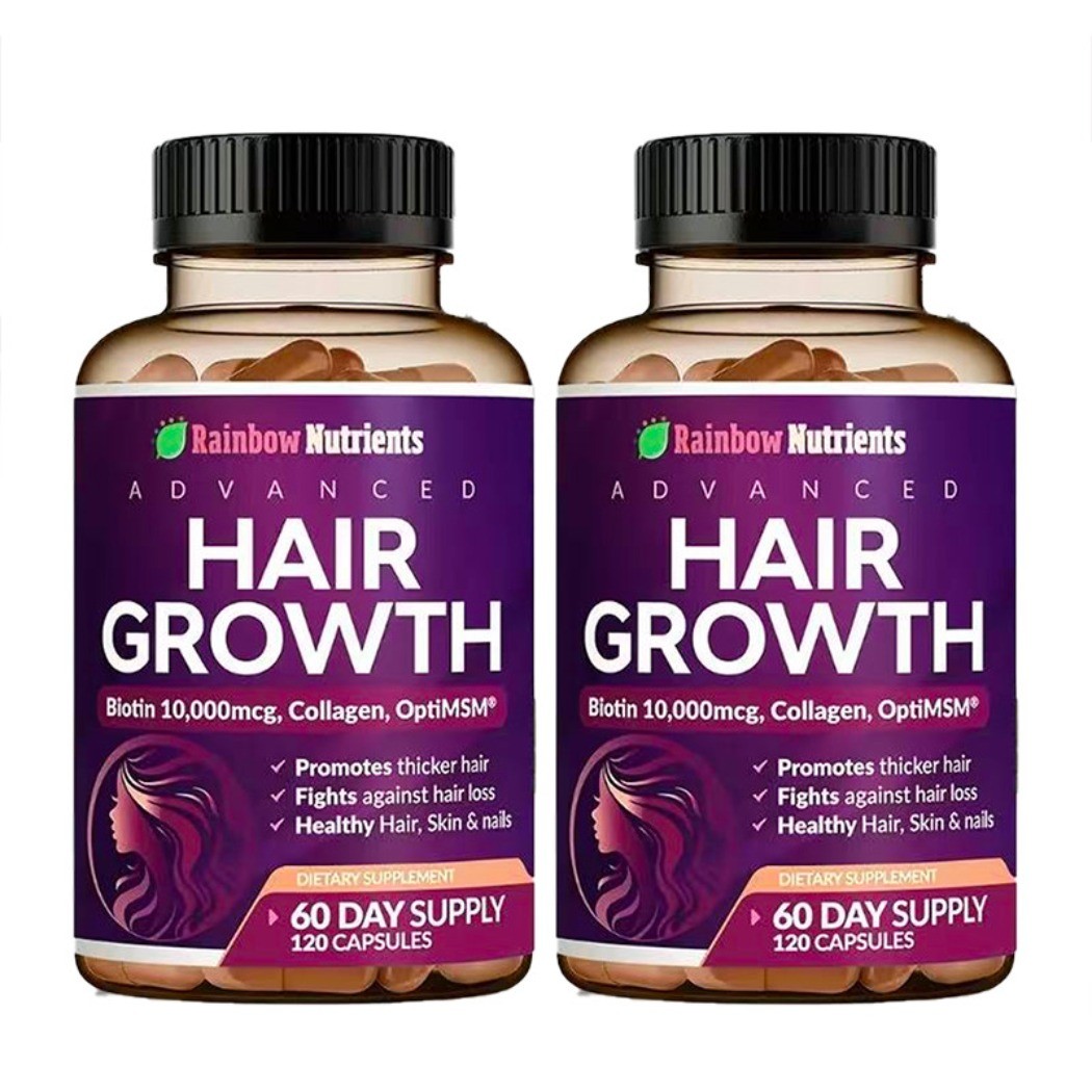 3PCS Rainbow Nutrients ADVANCED Hair Growth Vitamins – Biotin 10,000mcg,Collagen