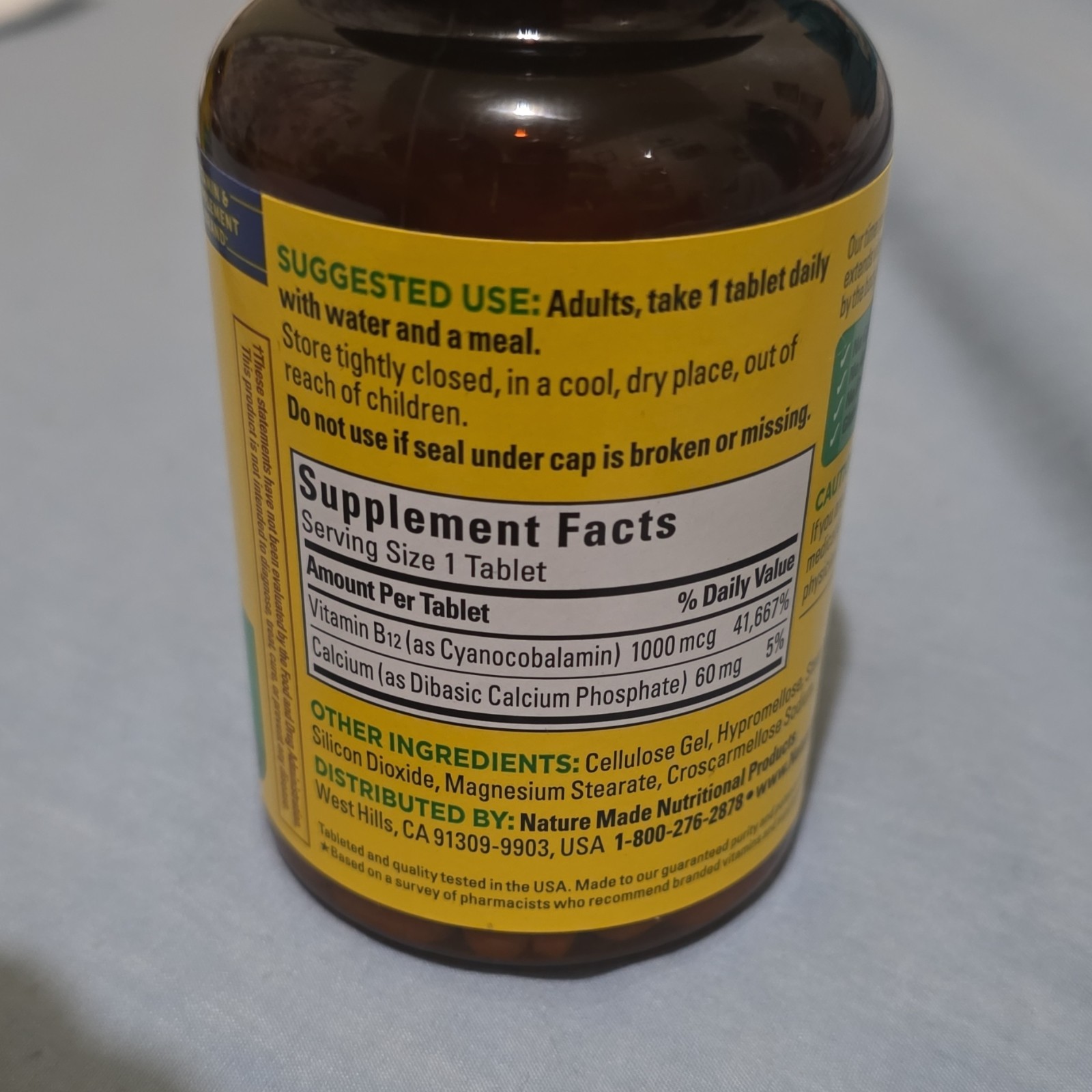 Nature Made Time Release B12 1000 mcg 160 Tablets – Vitamin B12 & Calcium