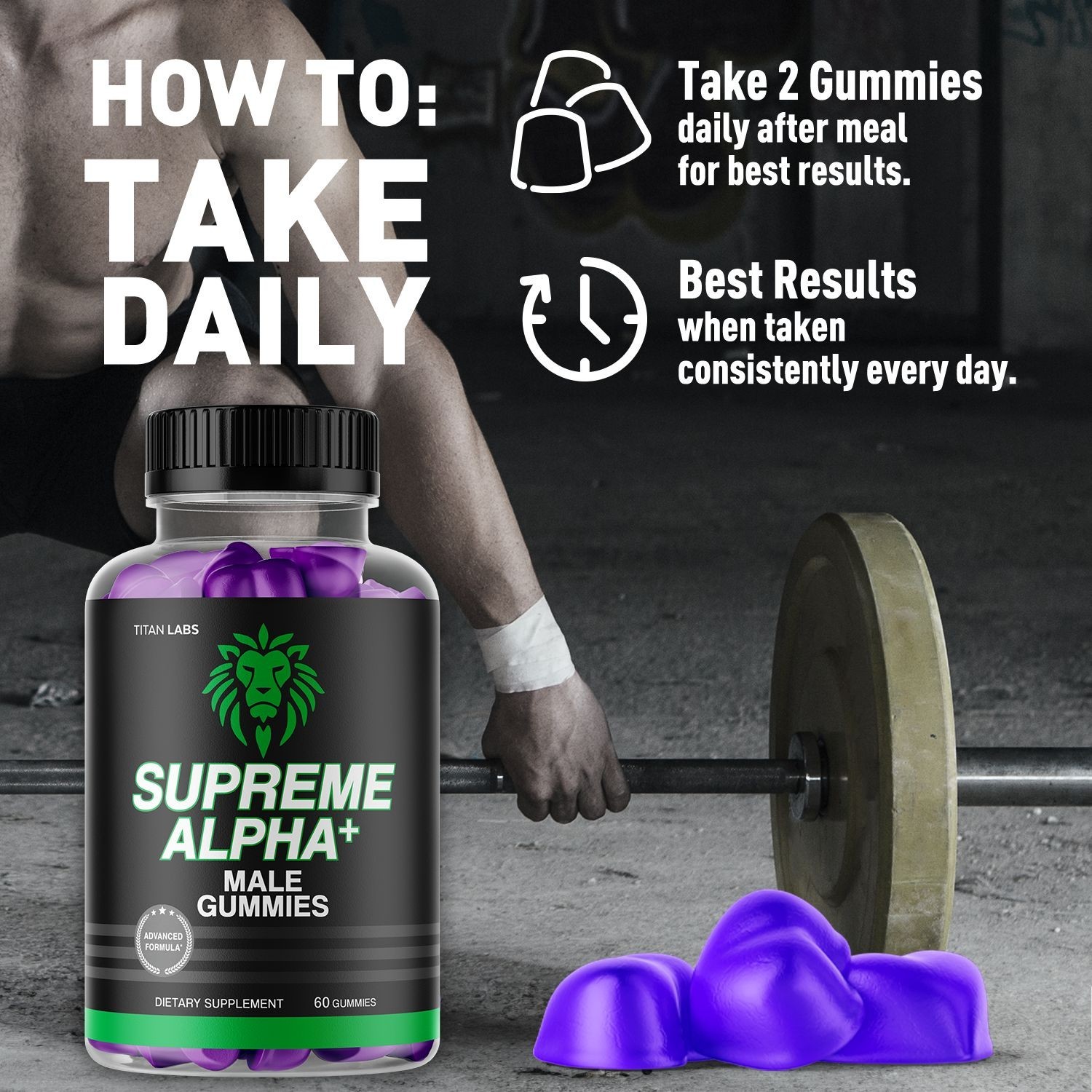 (1 Pack) Supreme Alpha Gummys Male Support Supplement SupremeAlpha 60 Gummies