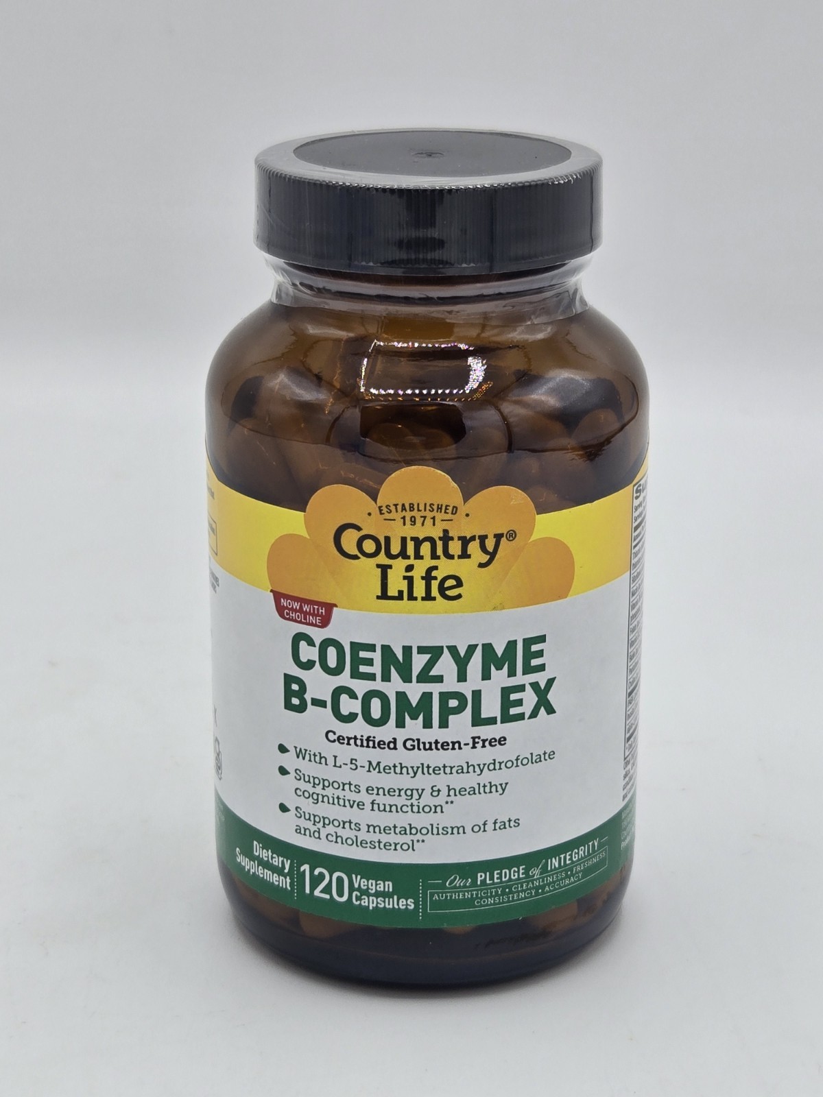 Coenzyme B-Complex By Country Life- 120 Gluten-free Vegan Capsules- Exp 03/2028