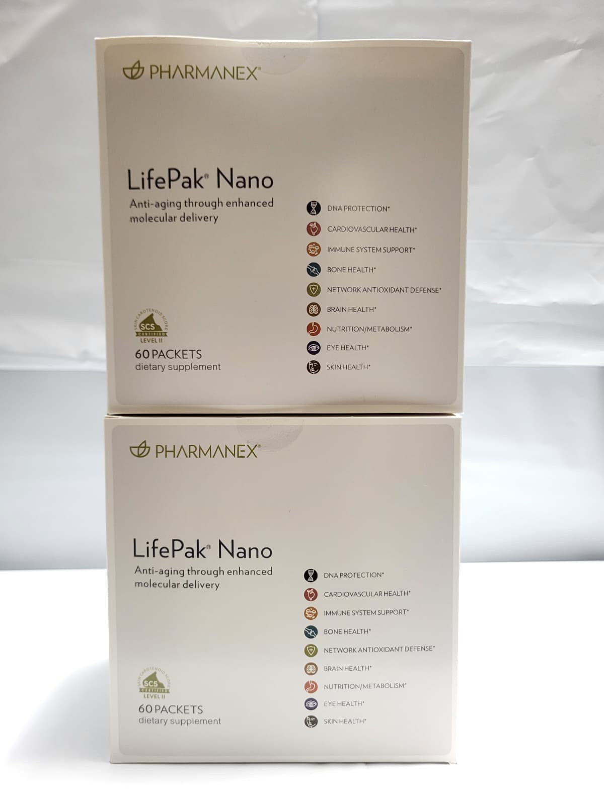 2-Packs Nu Skin NuSkin Pharmanex Lifepak Nano 60 packets Exp: 12/2027