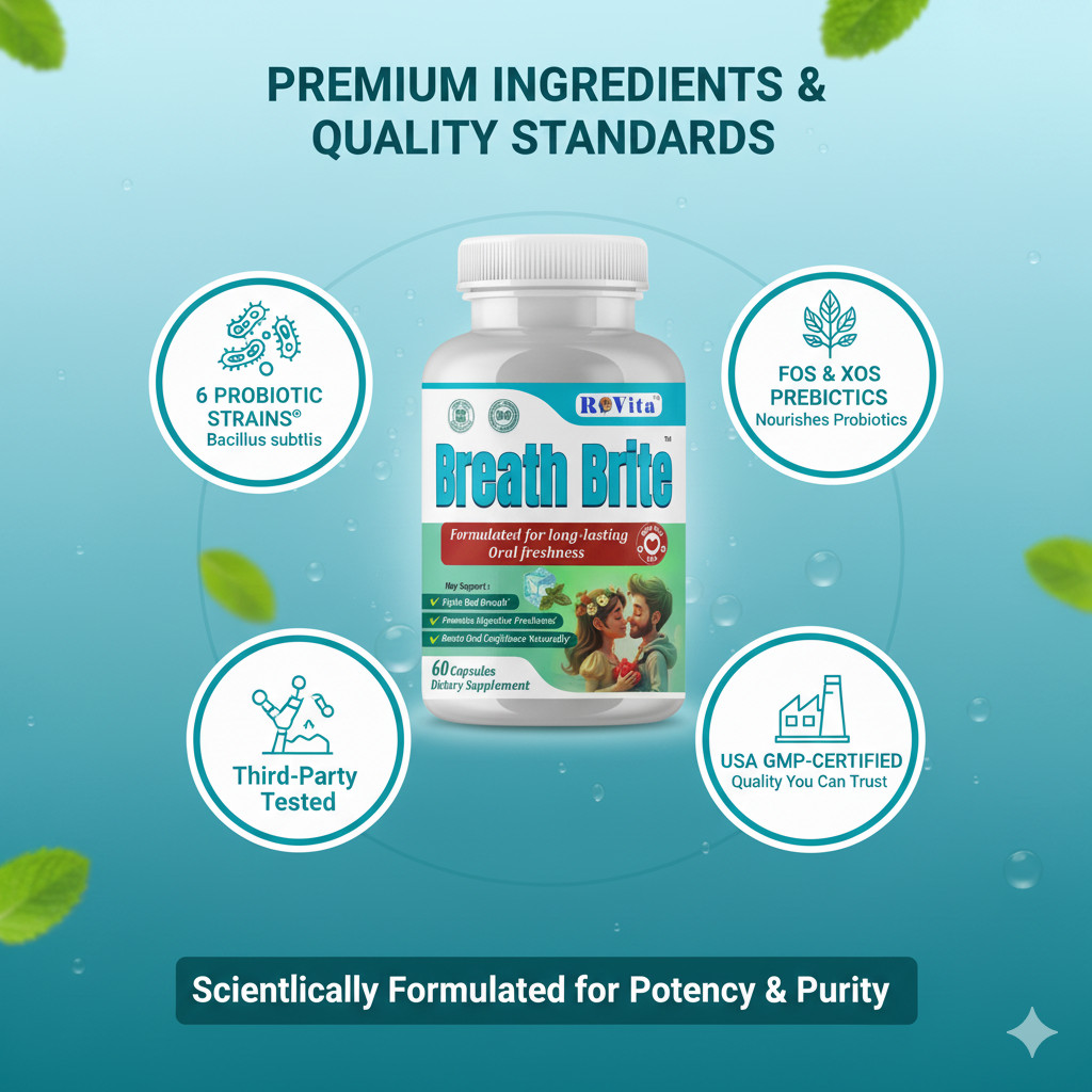 Breath Brite Oral Probiotics – Fresh Breath & Oral Health Support – 60 Capsules