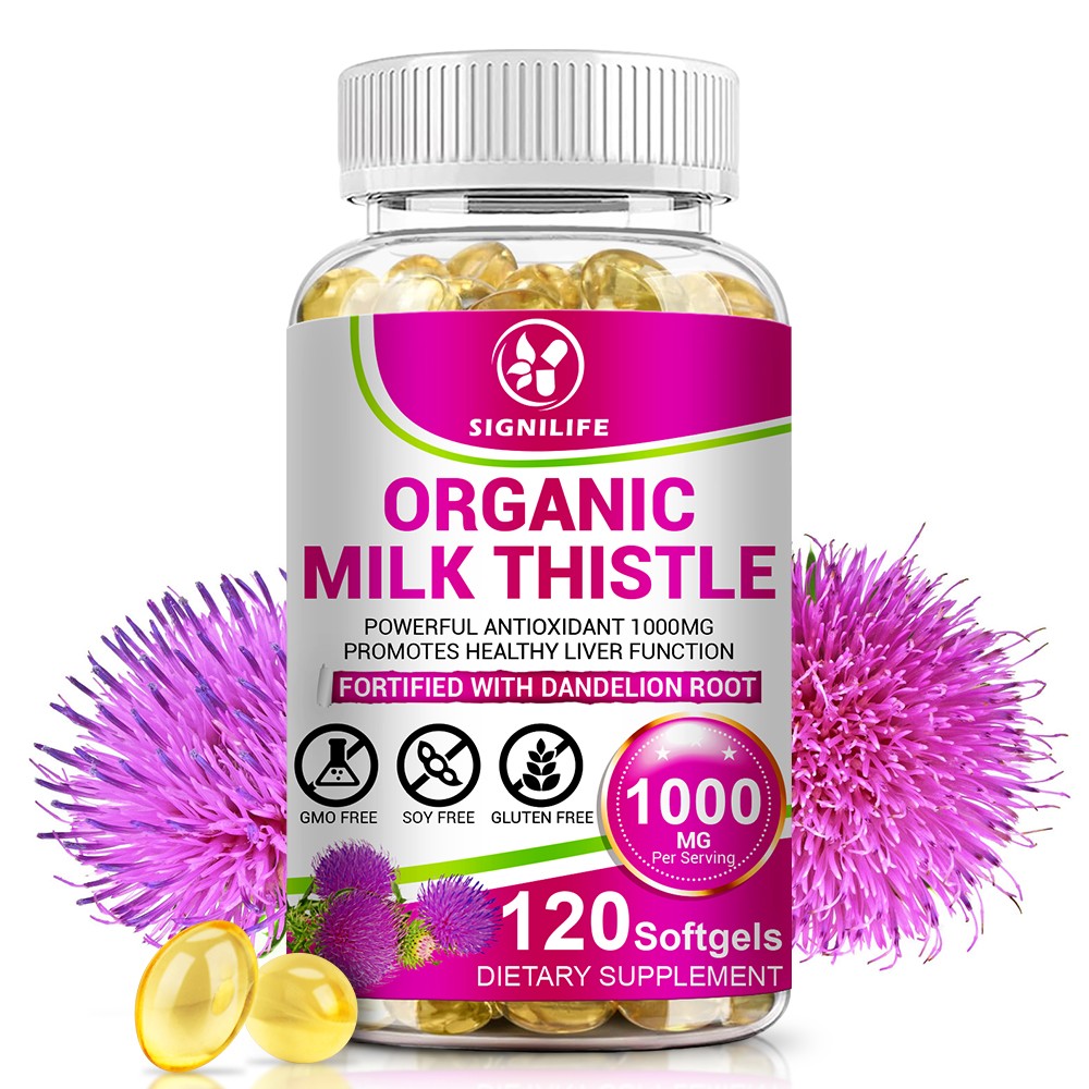 Milk Thistle Liver Cleanse Detox Herbal Liver Support Supplement 120 Capsules.