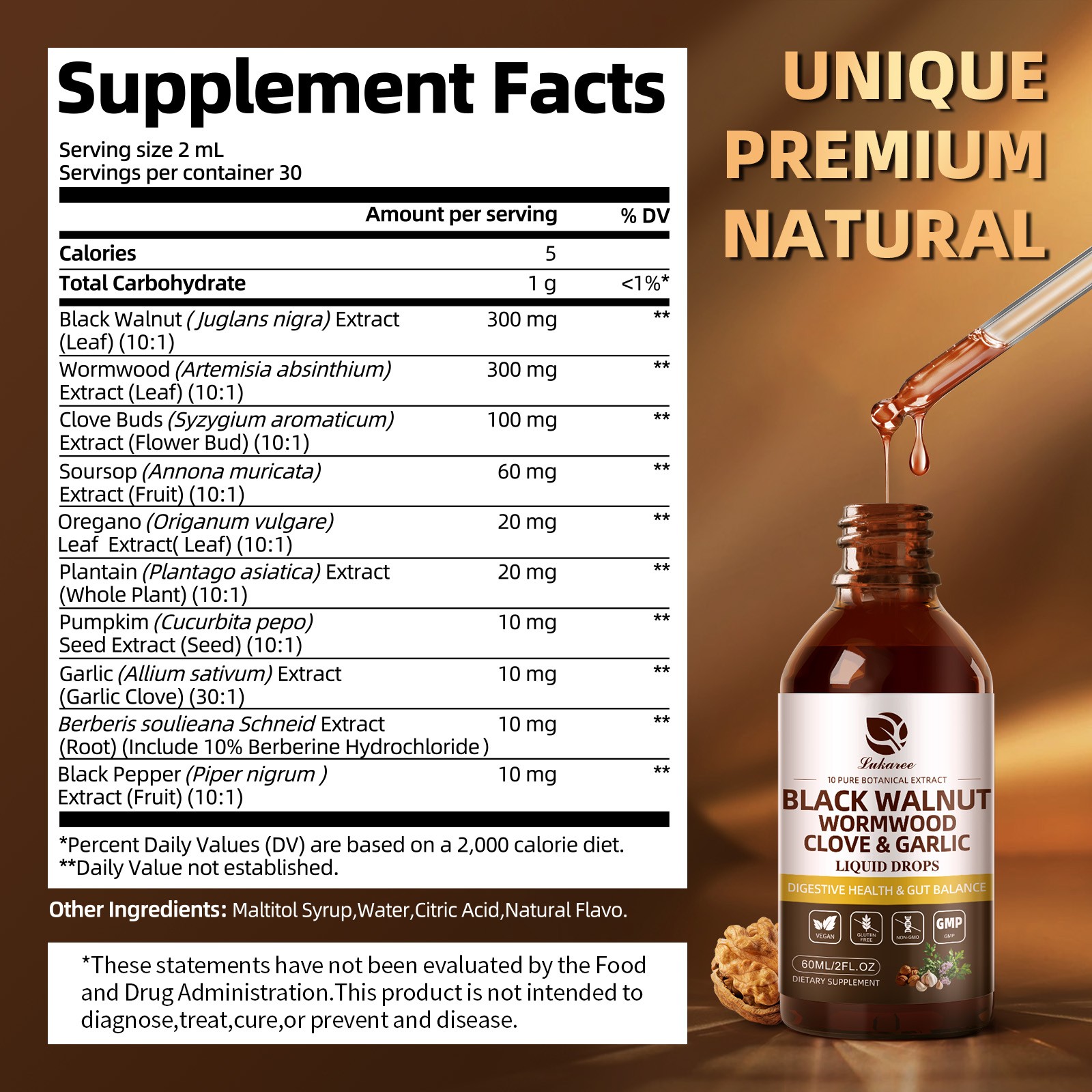 60ML Black Walnut Wormwood Tincture – Rapid Gut Cleanse & Digestive Health