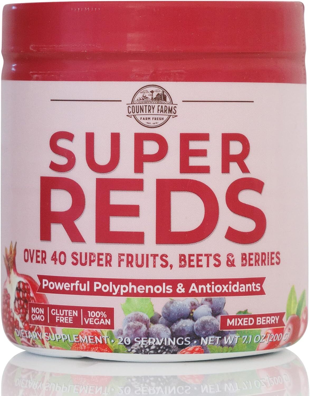 Super Reds, Superalimento Energizante Con Polifenoles, 48 Superfrutas Y B