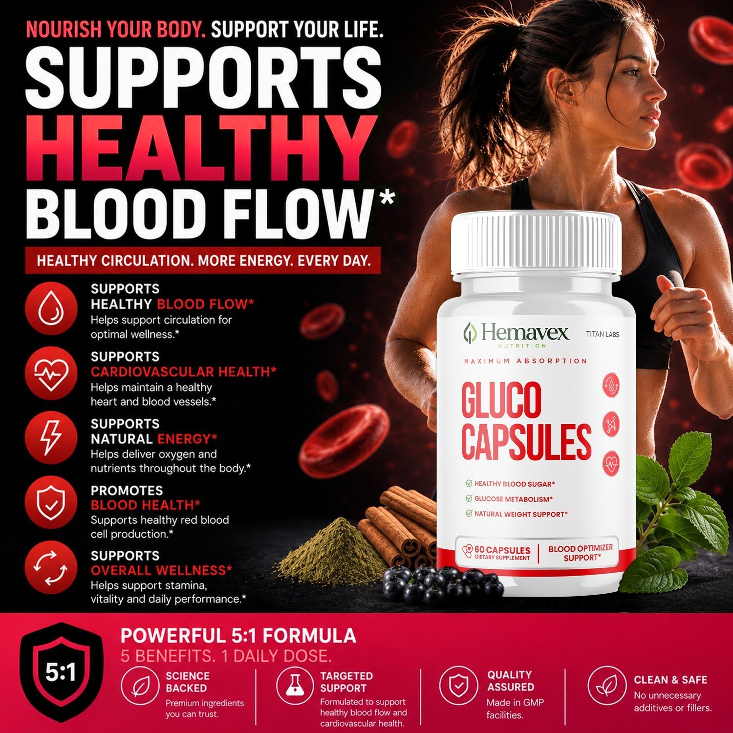 (2 Pack) Hemavex Advanced Blood Health Support Supplement Hema Vex 120 Capsules