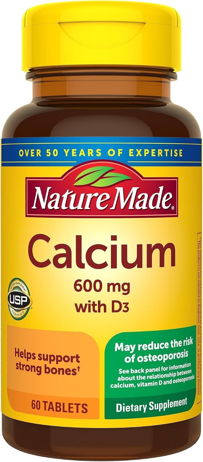 Daily Calcium 600 mg & Vitamin D3 for Strong Bones – 60 Easy-to-Swallow Tablets