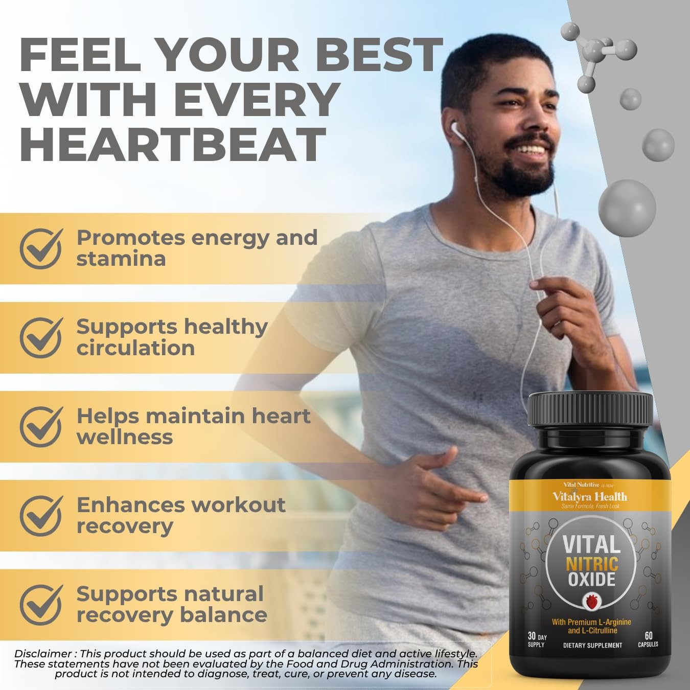 VITAL NUTRITIVE Nitric Oxide Supplement for Men LArginine LCitrulline