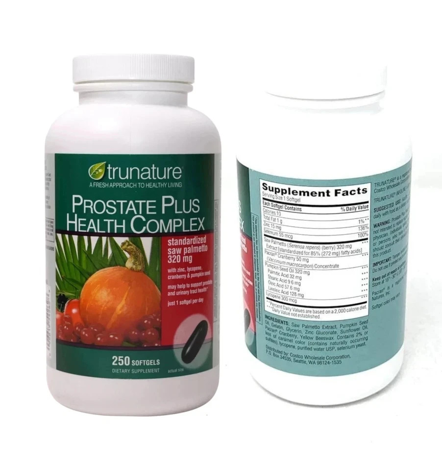 2PACK Trunature PROSTATE PLUS HEALTH COMPLEX 250 Softgels Saw Palmetto with Zinc
