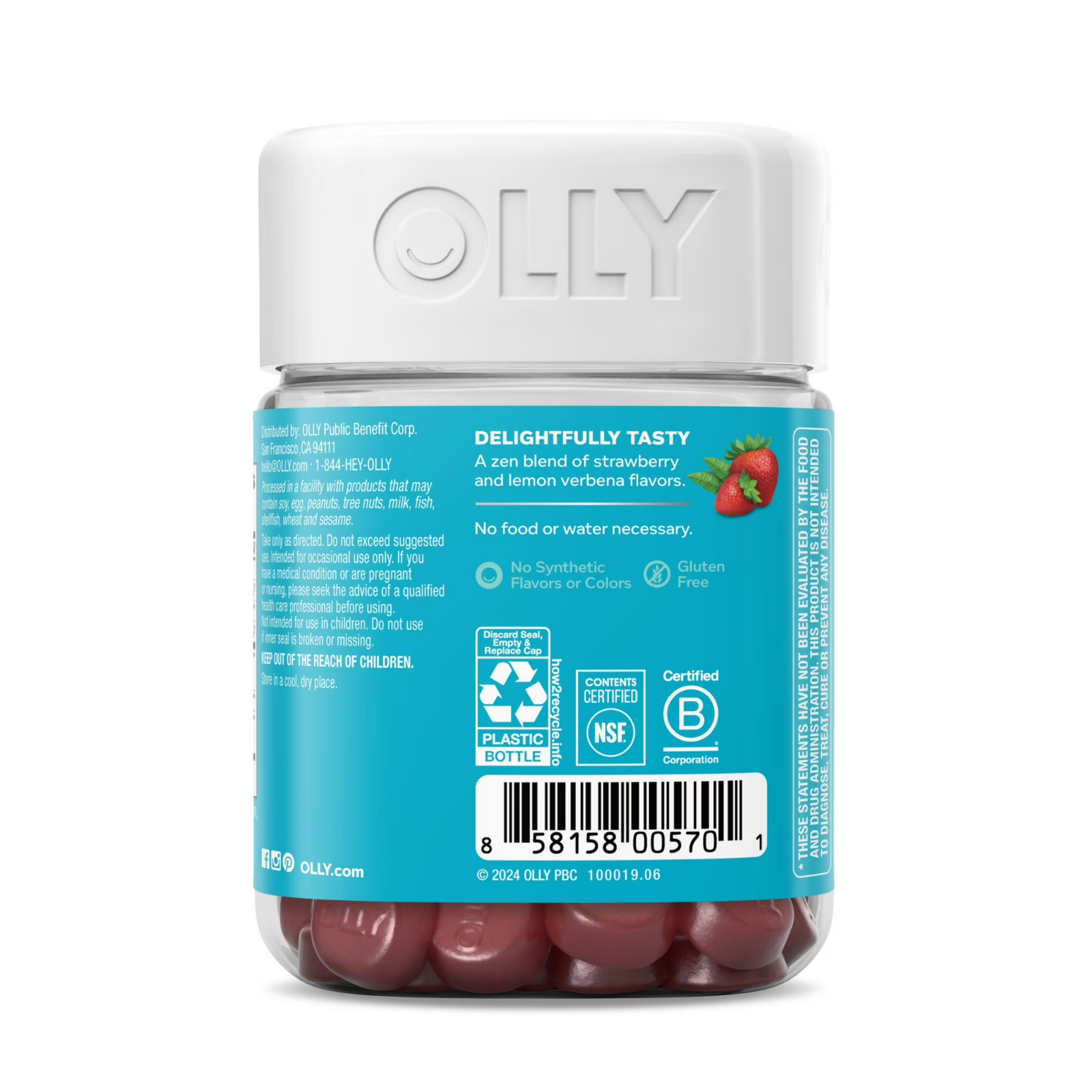 OLLY Goodbye Stress Gummies GABA L-Theanine Lemon Balm Berry 42 Count