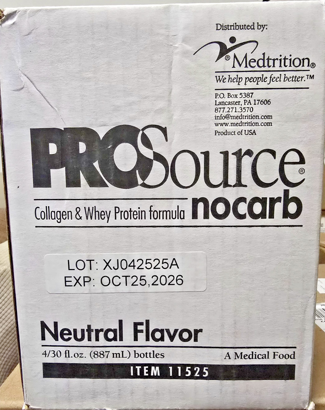 ProSource NoCarb Oral Supplement Neutral Flavor 30 oz Bottle 4 Ct