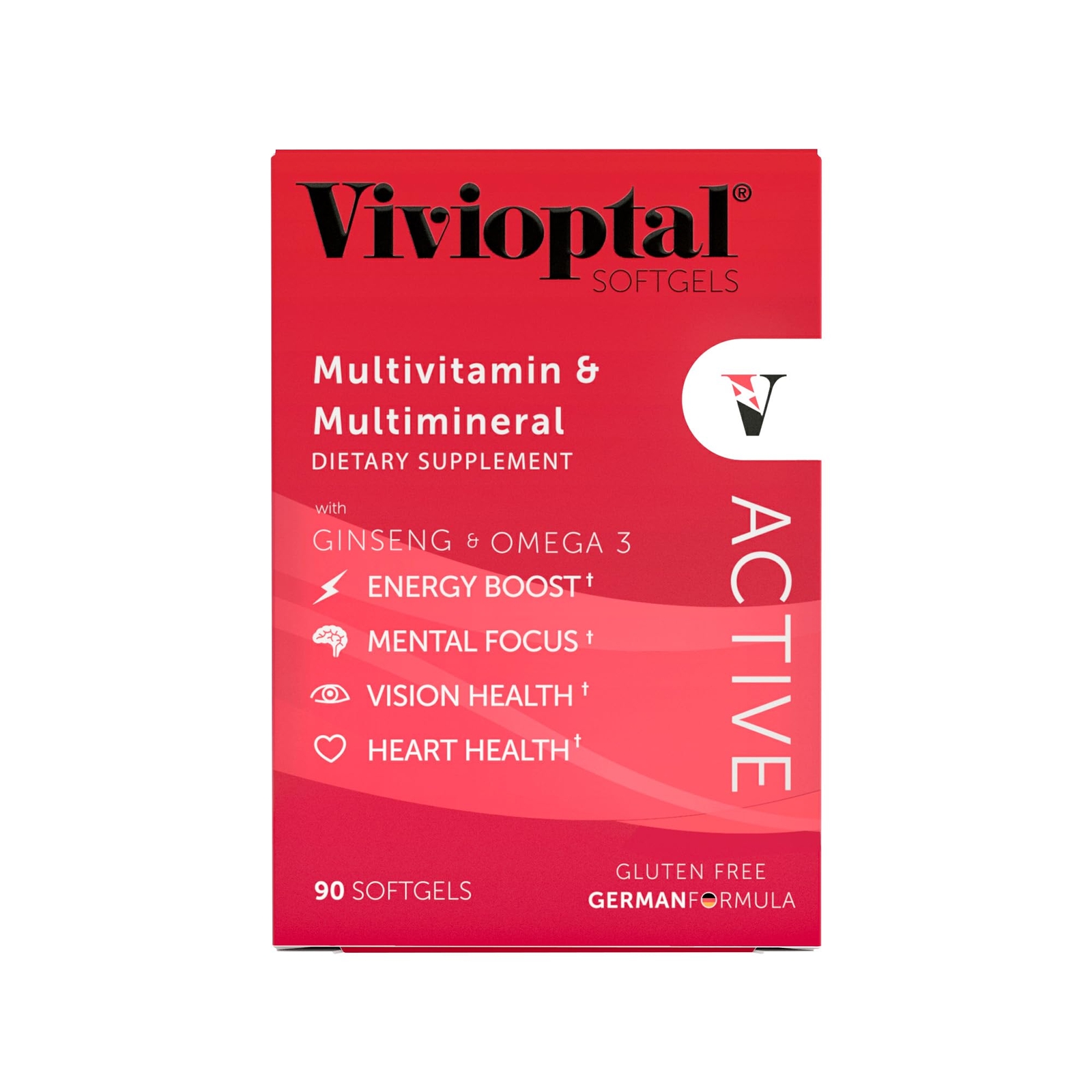 Vivioptal Active 90 Softgels Ginseng & Omega 3 Multivitamin & Multimineral Gl…