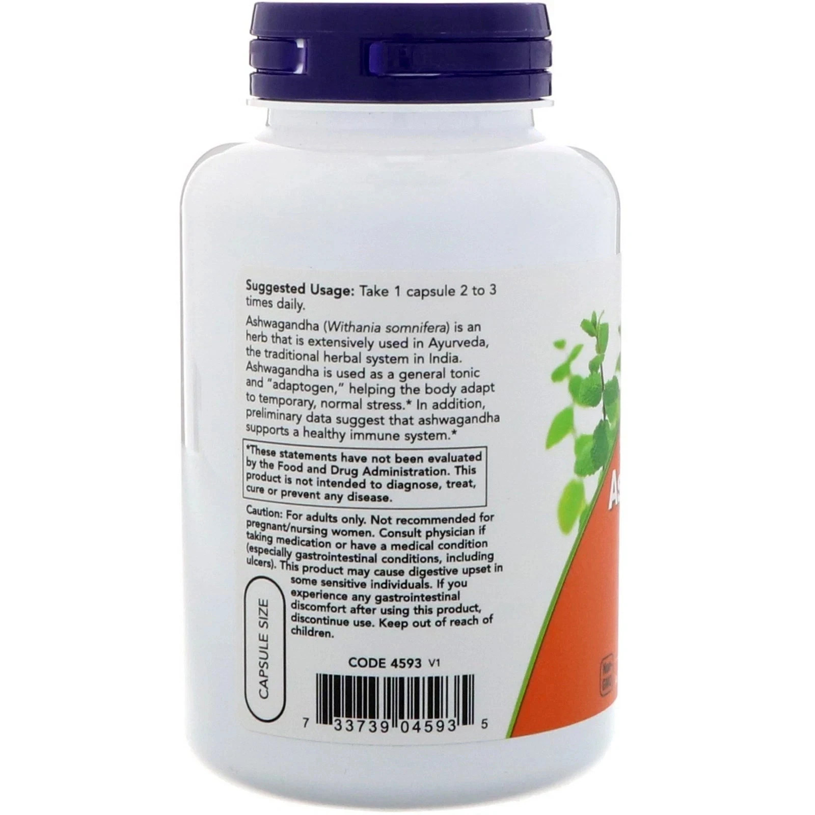 Now Ashwagandha (450mg) 180 Vcaps Each (Pack of 3)