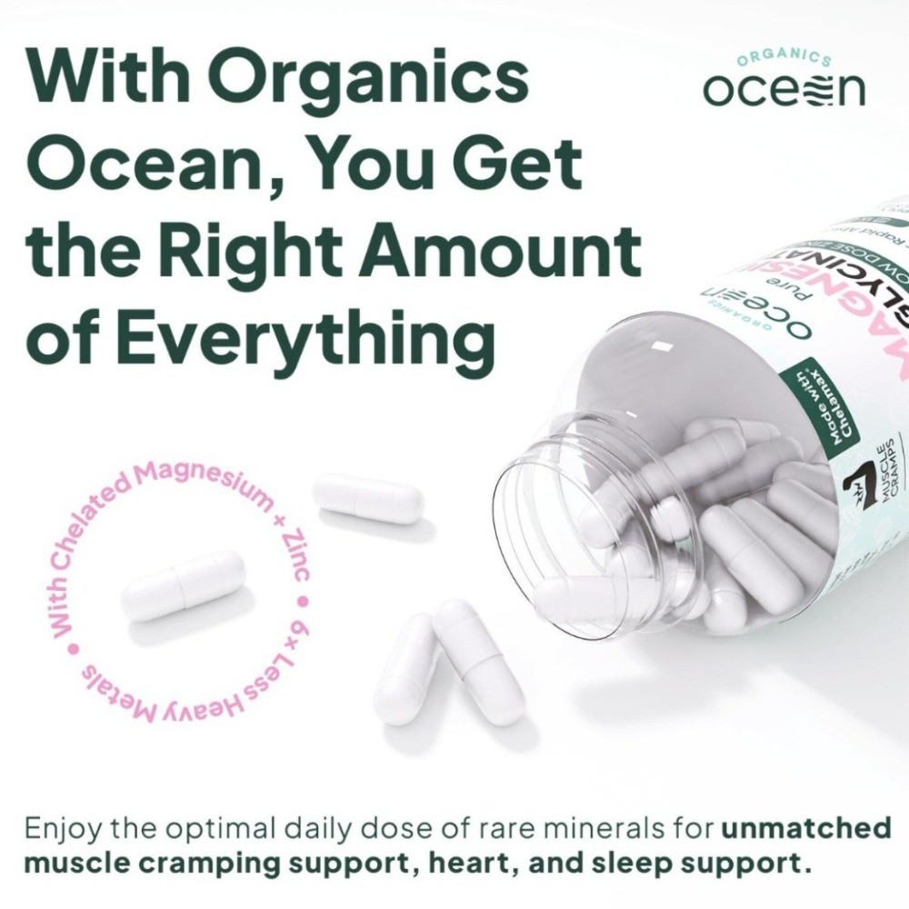 Organics Ocean Pure Magnesium Glycinate Zinc-Maximum Strength Chelated(1-3 pack)