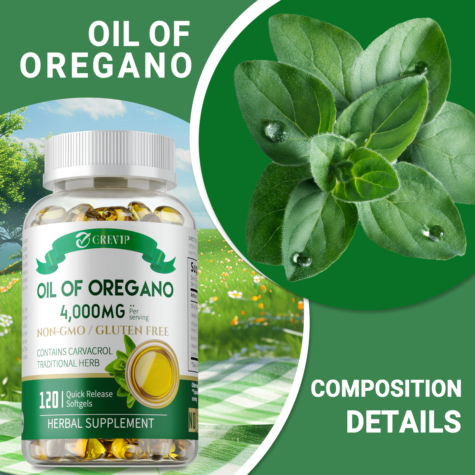 Oil of Oregano Capsules-with Carvacrol, Natural Immune Support, Antioxidant