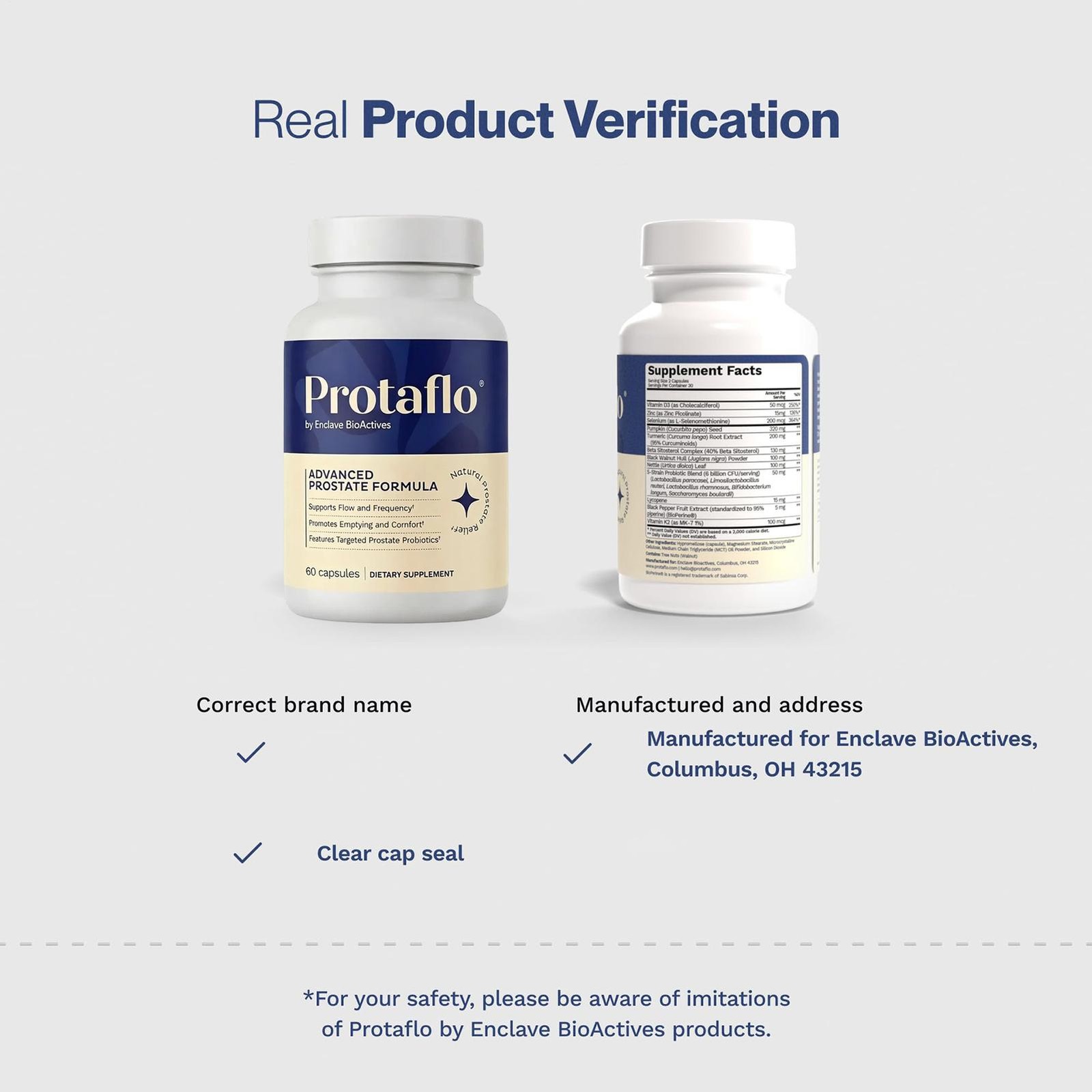 BioActives Enclave Protaflo Prostate Formula 60 Capsules D3 Zinc Supplements