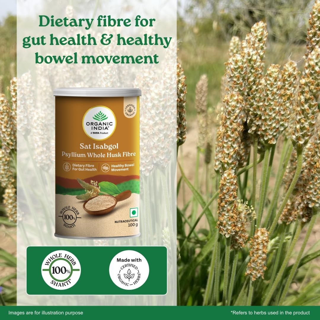 Organic India Psyllium whole husk 100 gm powder (Pack of 1) Free Ship