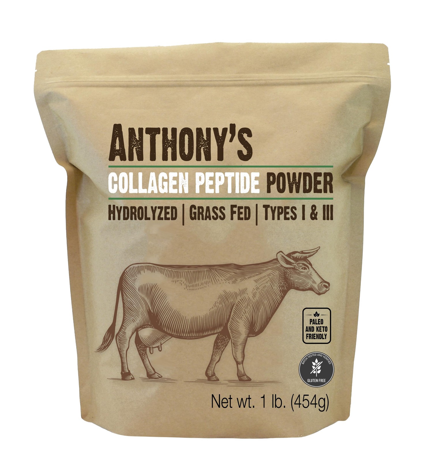 Anthony’s Collagen Peptide Powder, 1 lb, Pure Hydrolyzed, Gluten Free, Keto a…