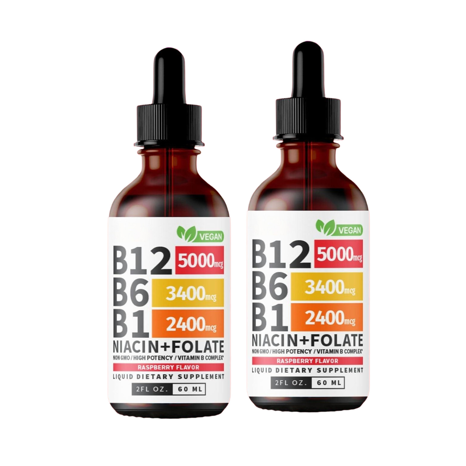 (2-Pack) Vitamin B12 and B6 Liquid Liquid Daily Vitamin B Complex – Drops Blend