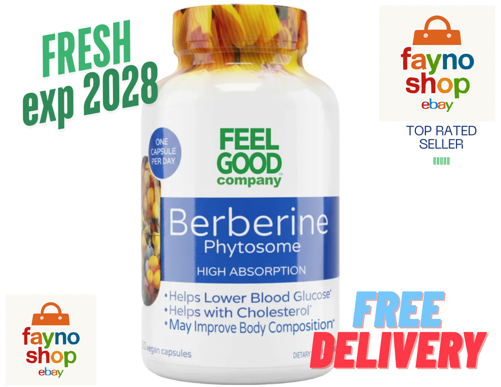 Feel Good Superfoods Berberine Phytosome 550mg 120 Count Exp: 01/28 FRESH !