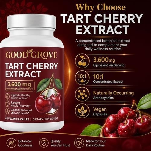 Good Grove Tart Cherry Extract Capsules 60 PCS, Non-GMO Vegan 3600mg