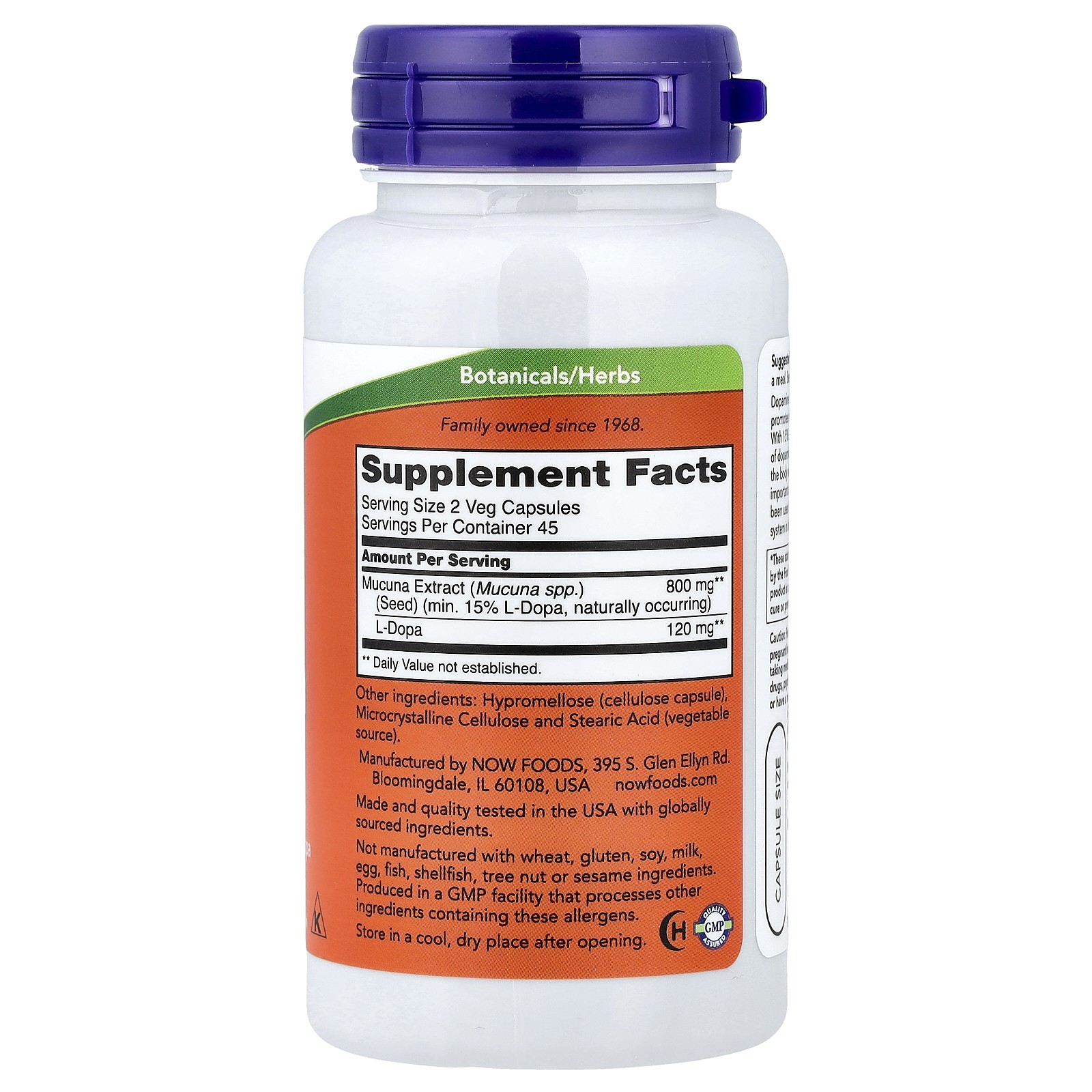 Now Foods Dopa Mucuna 90 Veg Capsules GMP Quality Assured, Kosher, Vegan,