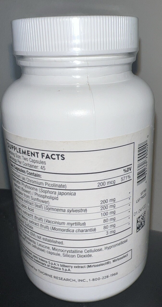 Thorne Diabenil Relief for Maintaining Health (90 Capsules) New & Sealed