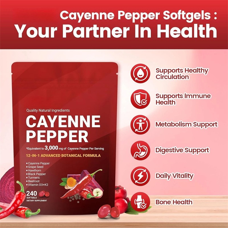 Cayenne Leg Softgel Pepper Help Vein Heart Blood Vessel Health Vitamin D3+K2