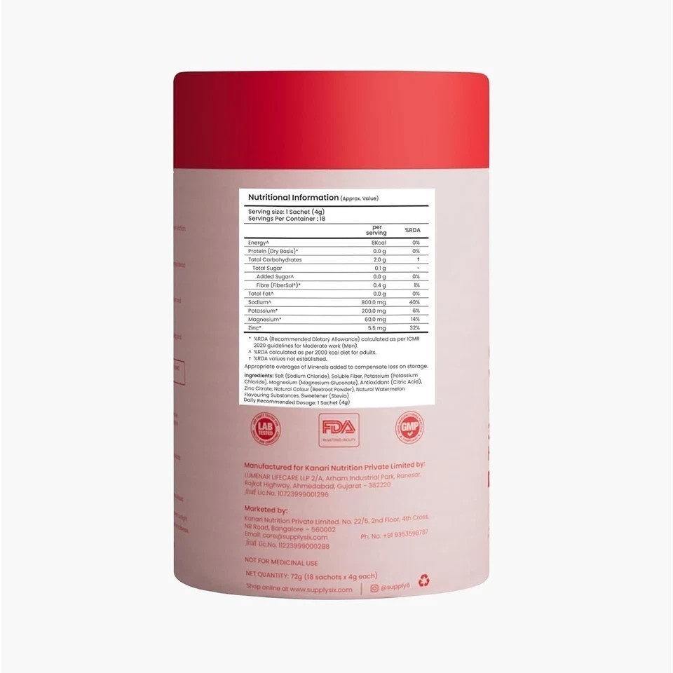 Supply6 Salts | Electrolyte Mix | Zero Added Sugar, (36 Servings, Watermelon) a7