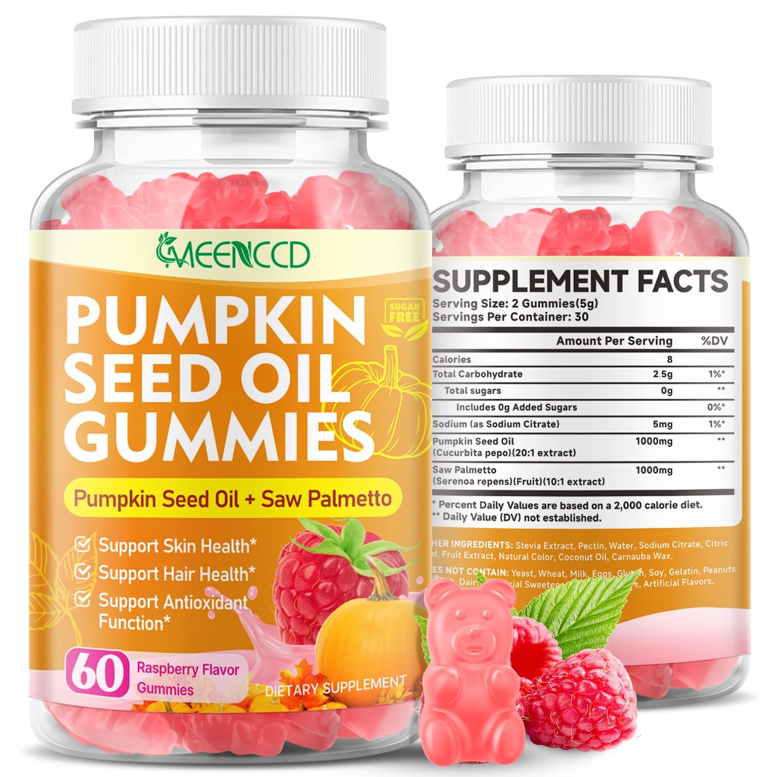 MEENCCD Pumpkin Seed Oil Gummies with Saw Palmetto, Pumpkin Seed Oil for Hair