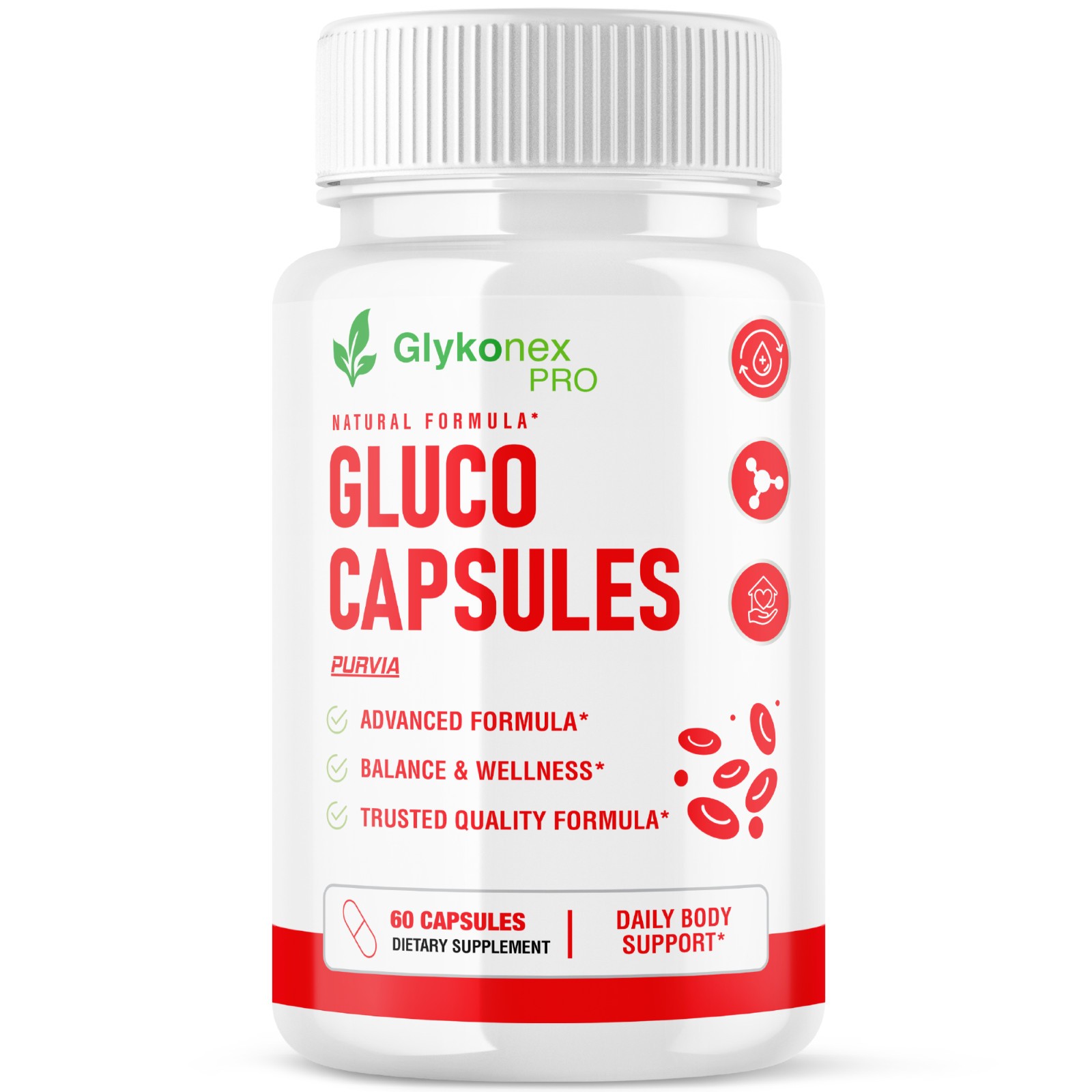 1-5x Glykonex Pro Gluco Capsules Daily Blood‑Sugar Optimizer Support Pills 60 ct