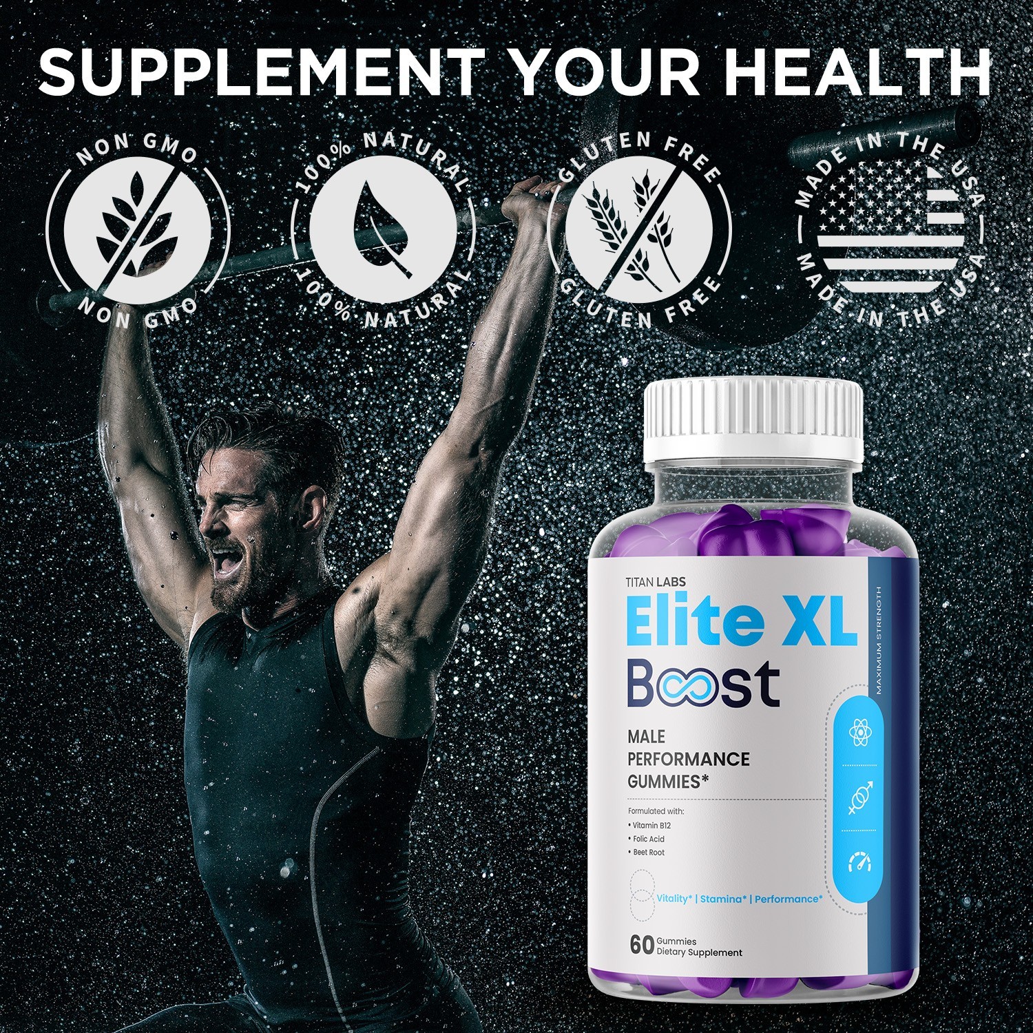 (1 Pack) Elite XL Boost ACV Gummys Support Male Health EliteXLBoost 60 Gummies