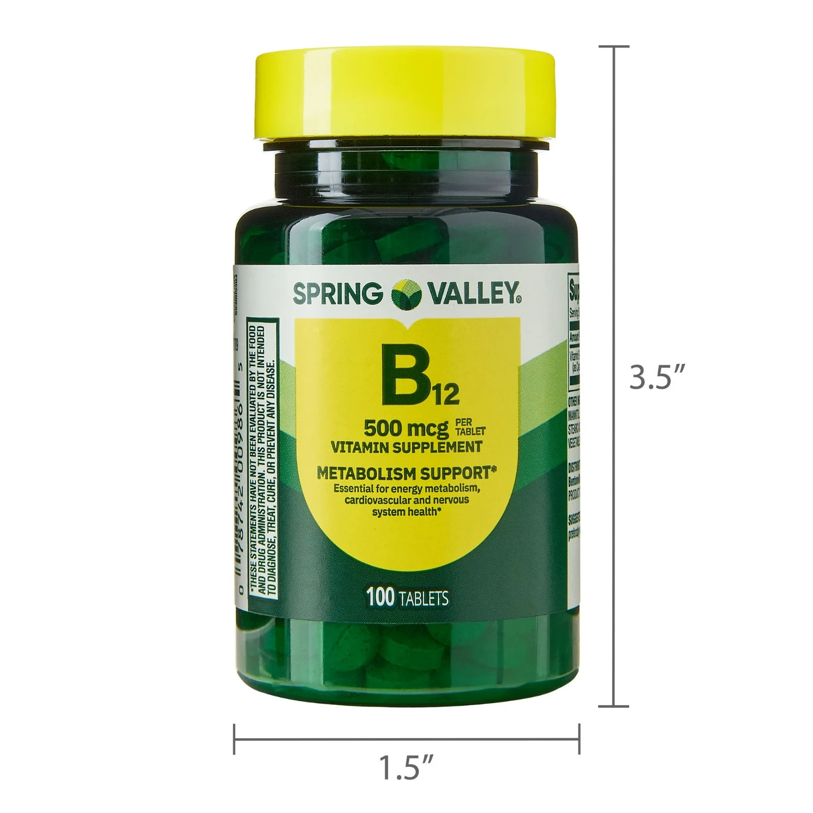 Spring Valley Vitamin B12 Tablets, 500 mcg, 100 Count