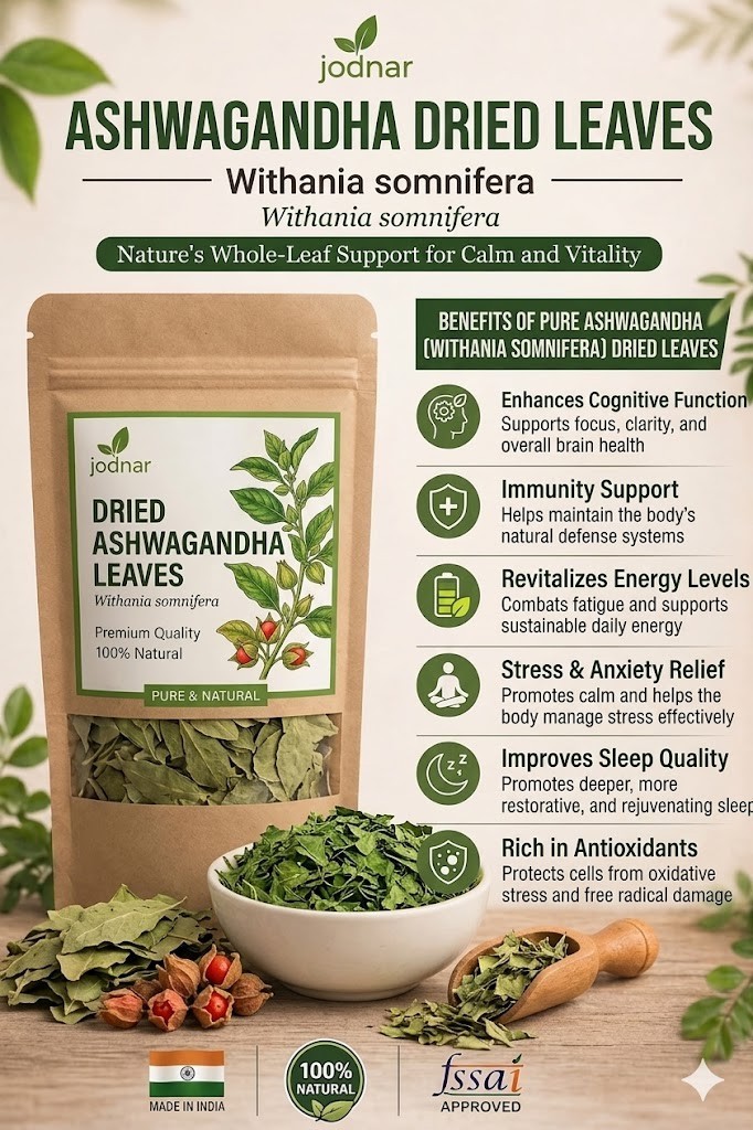 Jodnar Dried Ashwagandha Leaves High Potency Stress Relief & Wellness supplemet