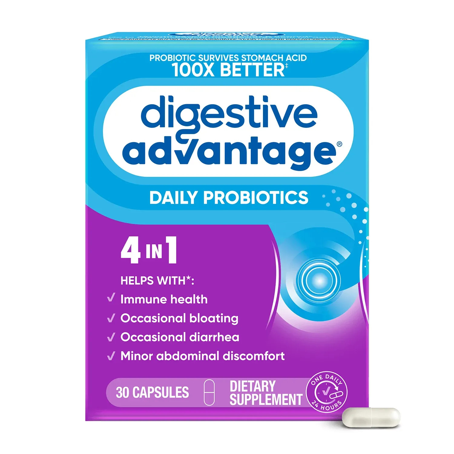 Schiff Digestive Advantage Daily Probiotic Supplement Immune Capsule 30 Ct 2PK