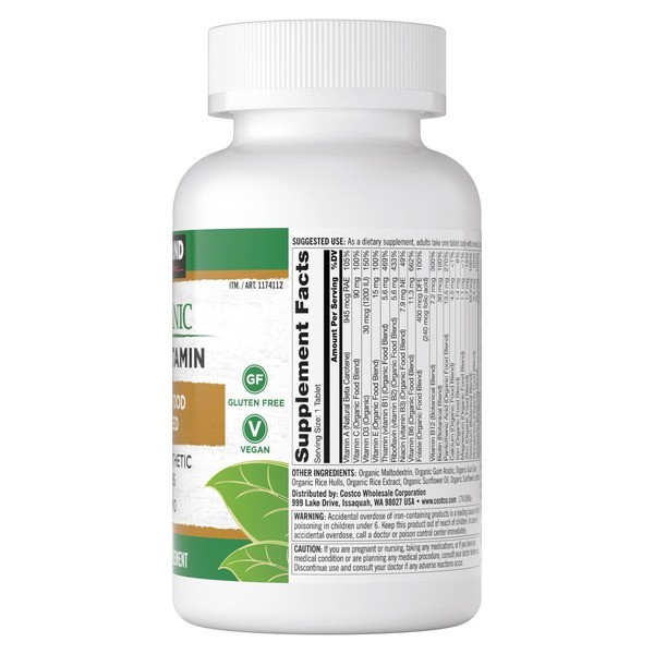 Kirkland Signature USDA Organic Multivitamin, 80 Coated Tablet New