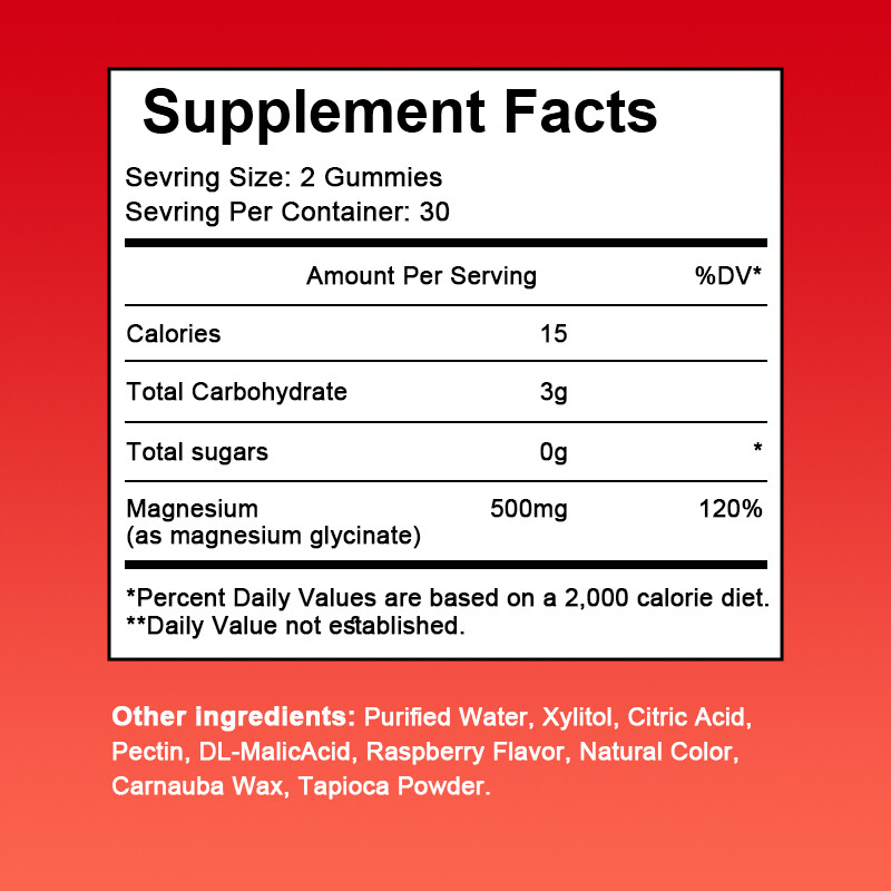 500mg Magnesium Glycinate Gummies Improve Sleep Promotes Cognition & Focus 120pc