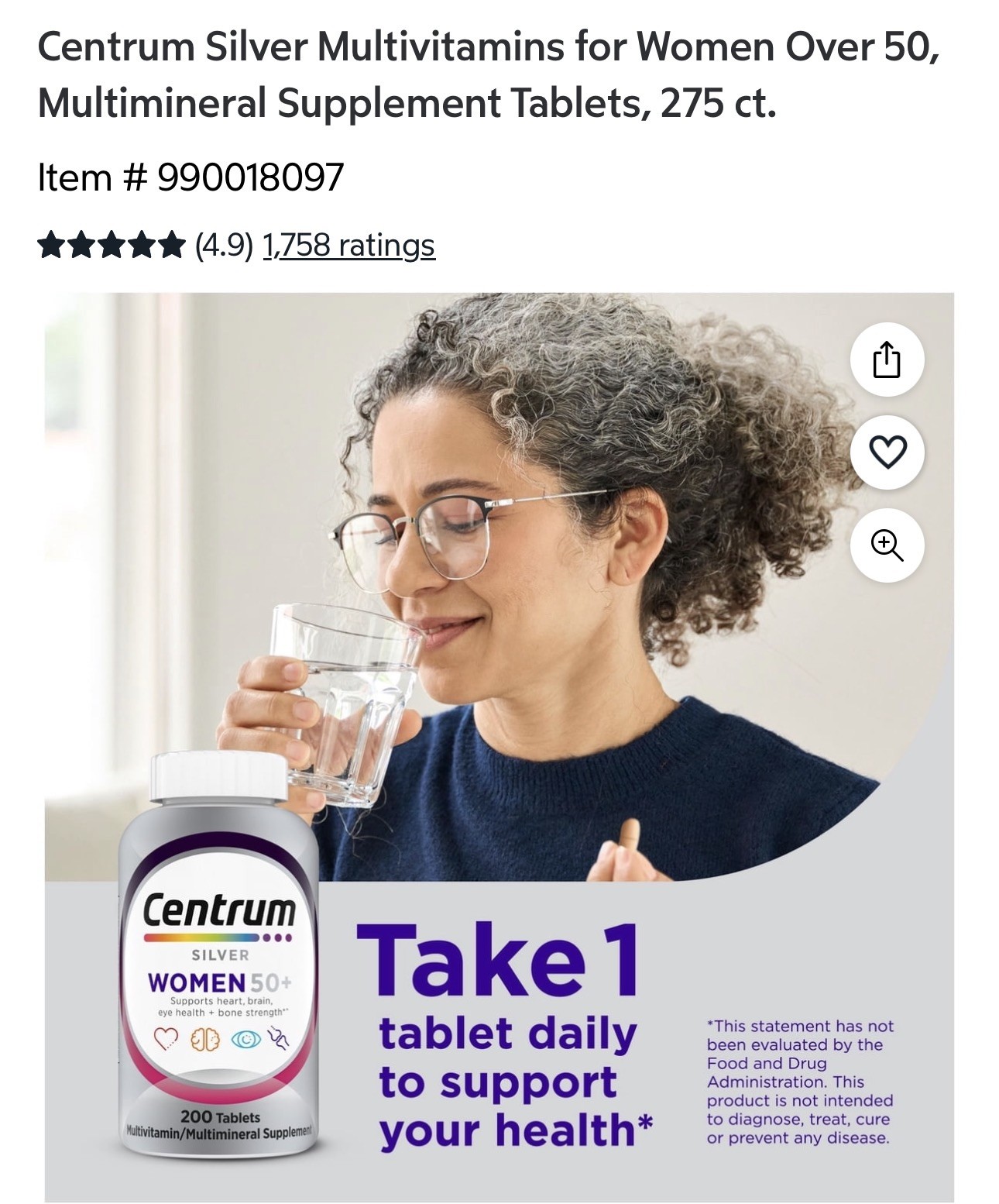 Centrum Silver Women 50 Plus Complete Daily Multivitamin 275 Tabs EXP 08/2027