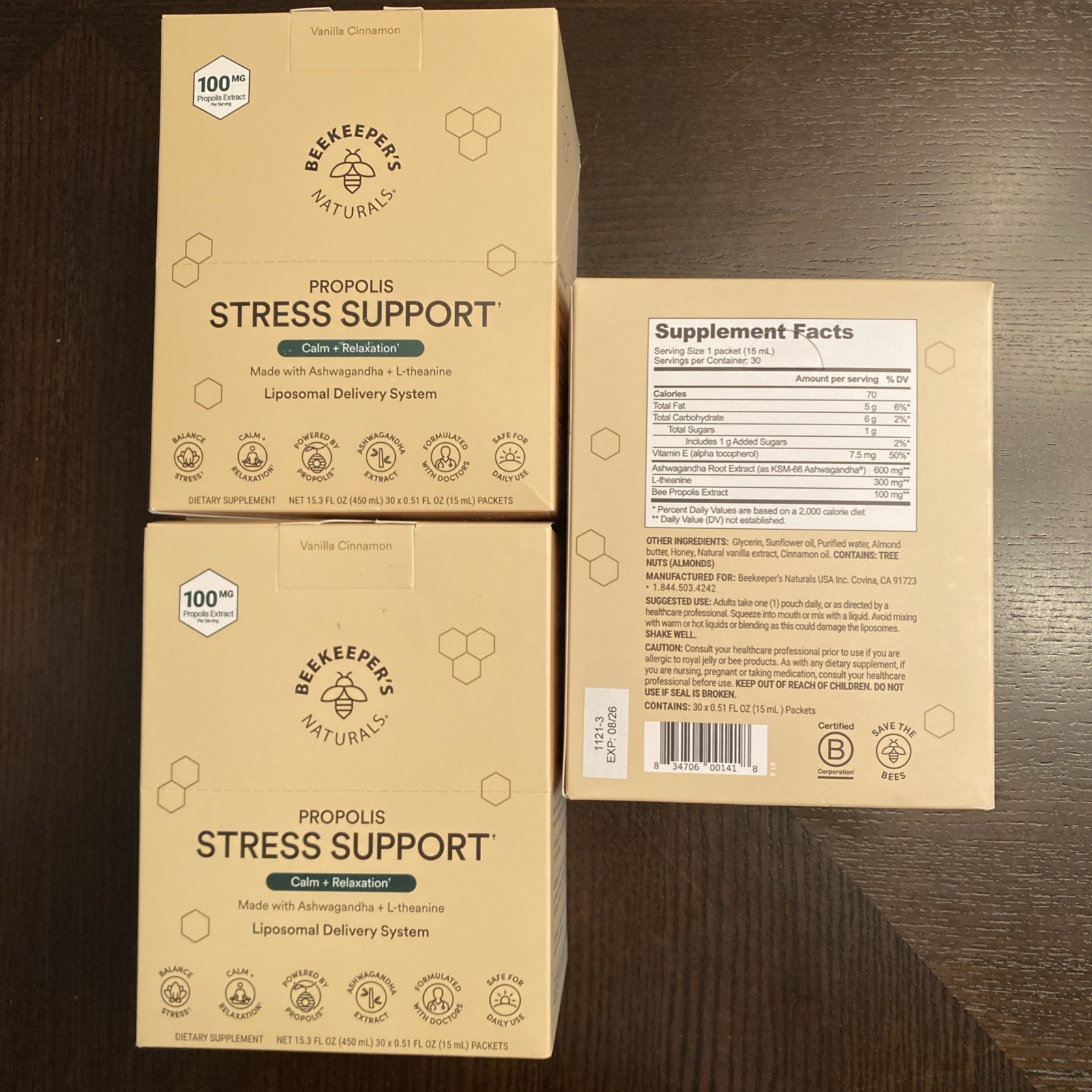 3 Boxes Beekeepers Naturals PROPOLIS STRESS SUPPORT Holistic #90 packs NEW