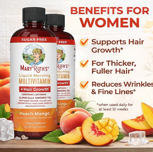 Mary Ruth’s Morning Multivitamin Hair Growth Solution 2 Pack Peach Mango 15.22OZ