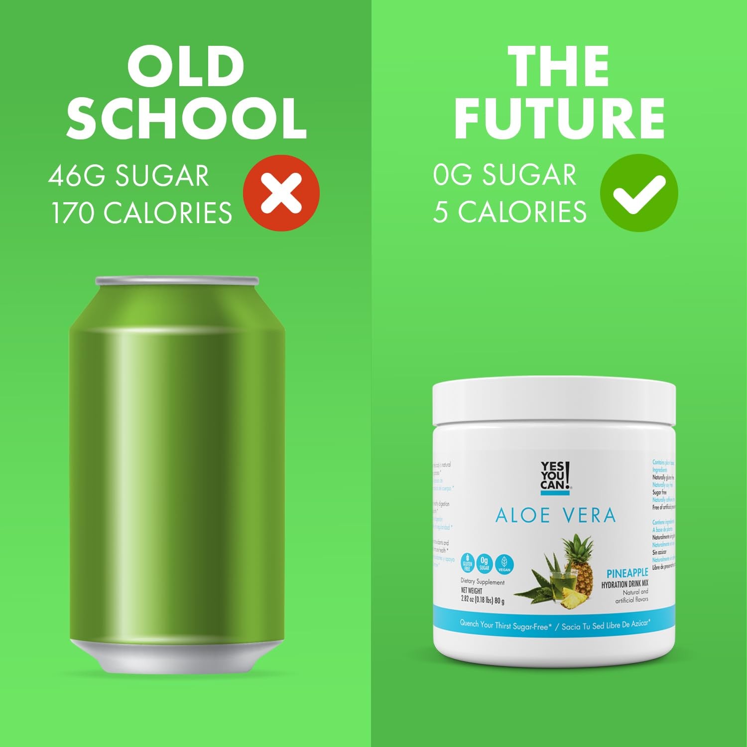 Yes You Can! Aloe Vera Powder Drink Mix – Hydration Booster Infused with Pure…