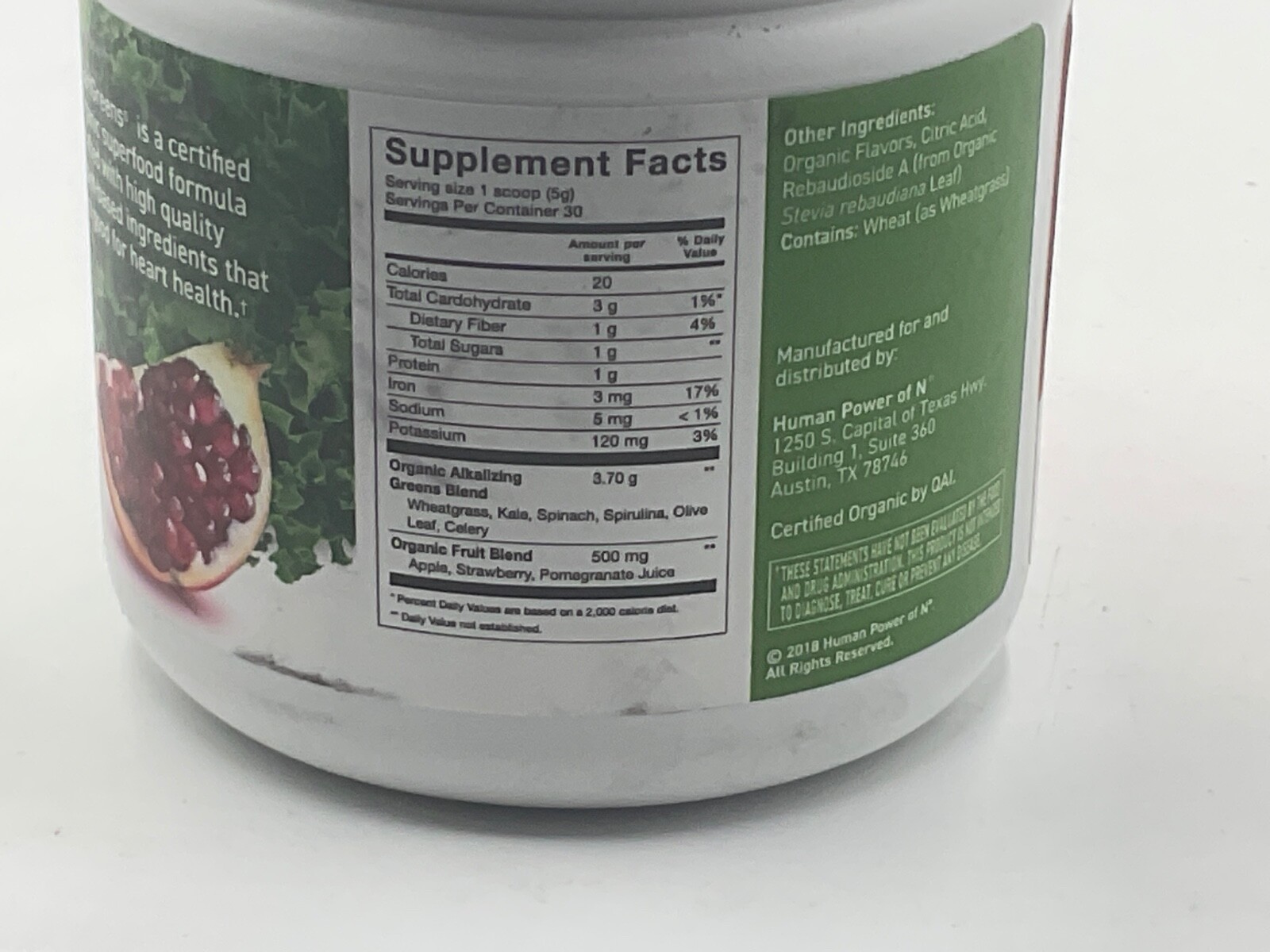 humanN HeartGreens Superfood Powder, Green Apple Flavor – 5.29 oz