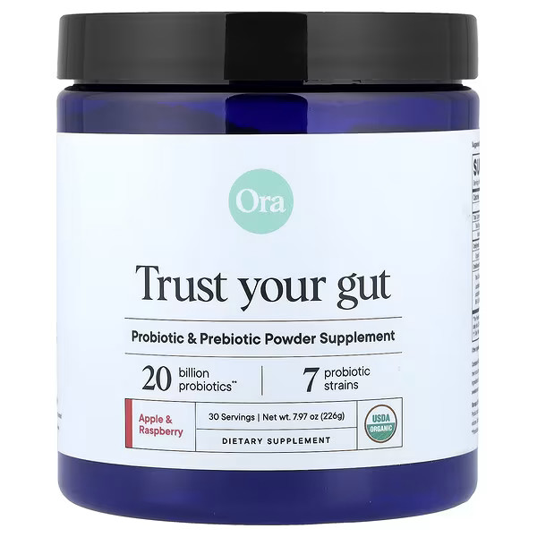 2 X Ora, Trust Your Gut, Probiotic & Prebiotic Powder Supplement, Organic Apple