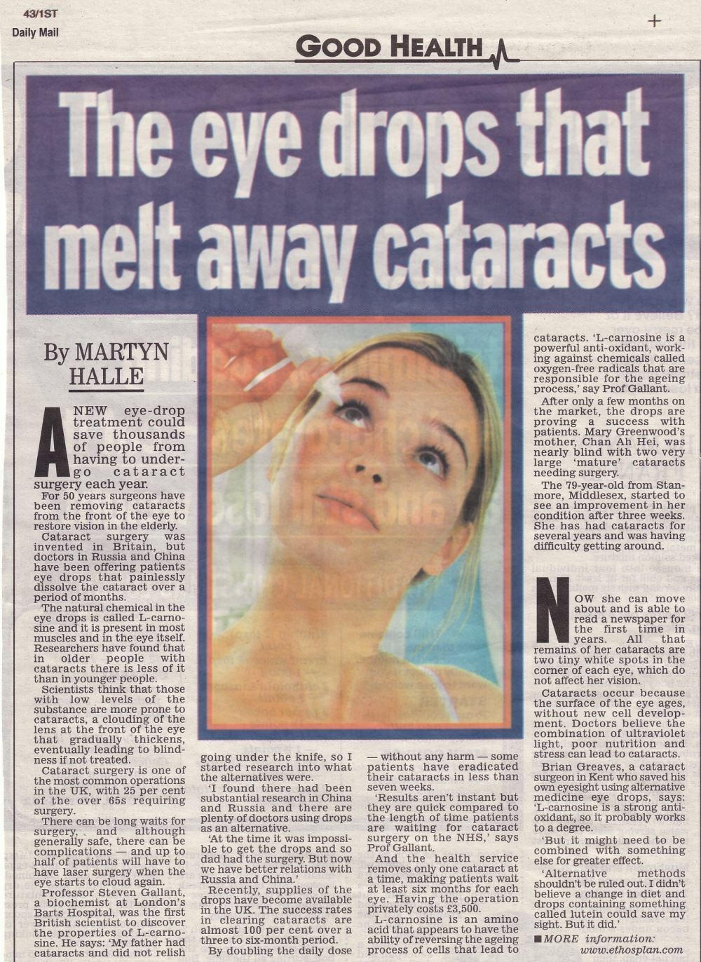 Bright Eyes Ethos Heavenly Cataract Eye Drops 40ml FREE POSTAGE WORLDWIDE
