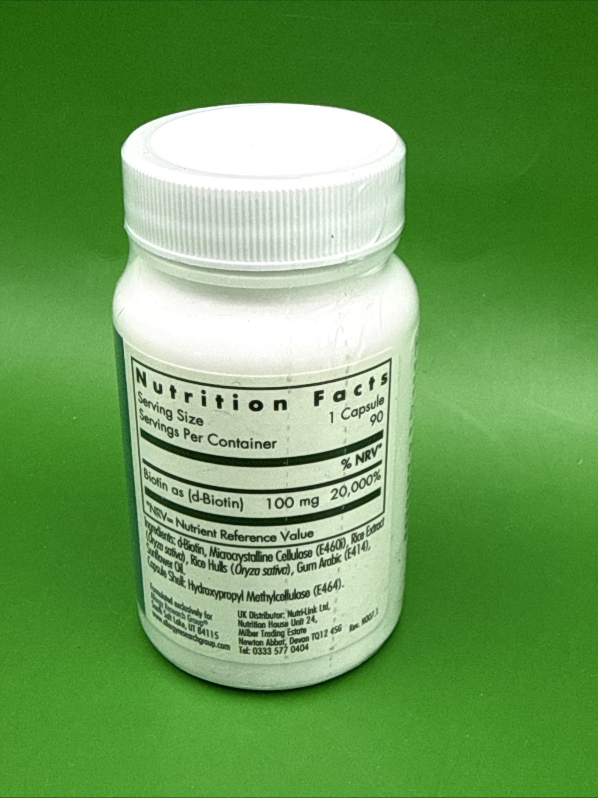 HiBiotin 100 Mg 90 Veg Caps By Nutricology/ Allergy Research Group